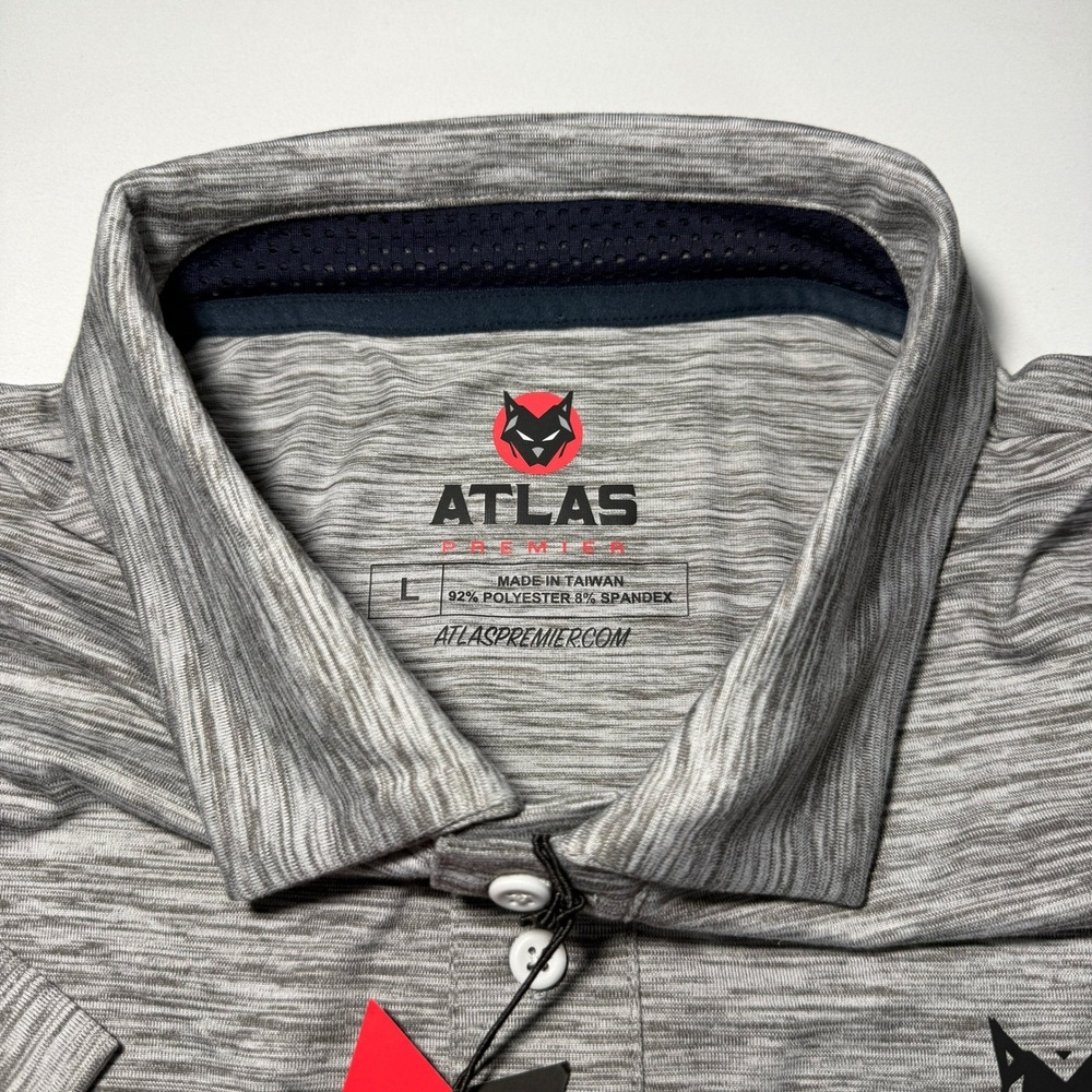 Atlas Premier Mens Grey Space Dye Striped Golf Polo Shirt Size Large NWT‎ - Picture 6 of 12